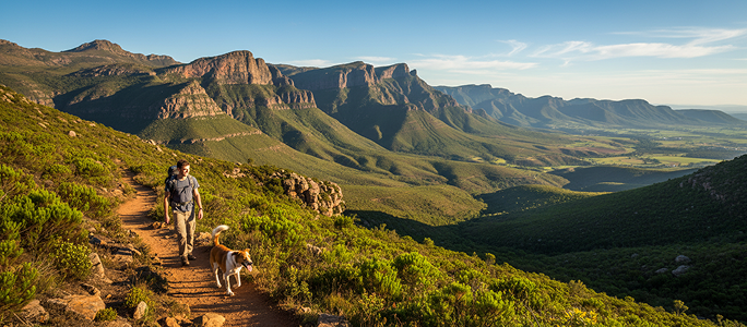 Scenic South African mountain landscape representing pet sitting travel opportunities.